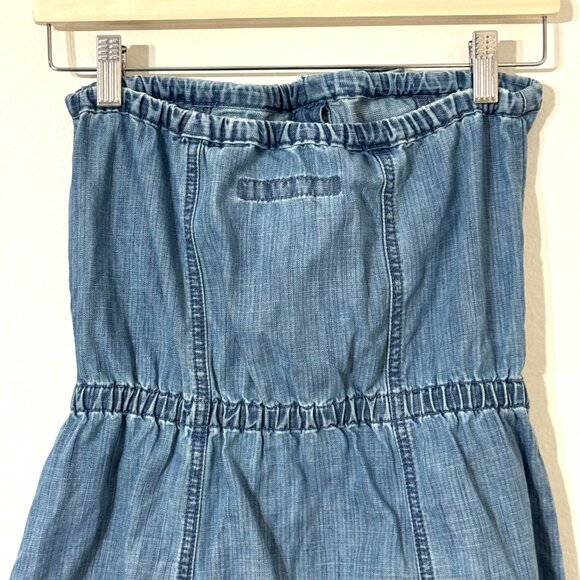 Levis Jeans Y2K Denim Strapless Dress Elastic Waist Western Country Cowgirl - Picture 5 of 11